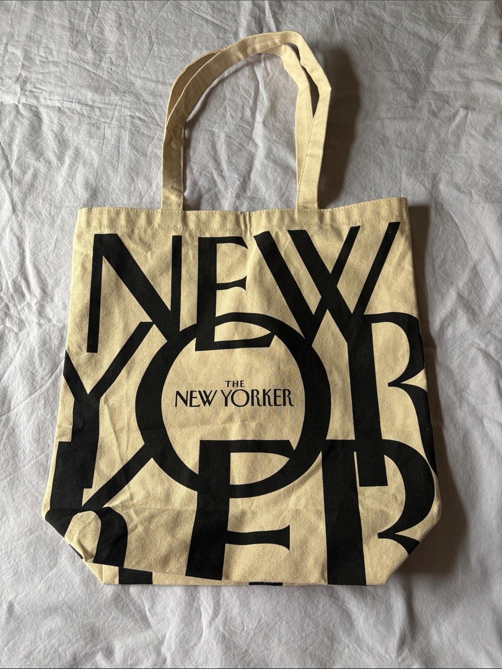 The New Yorker Graphic Tote Bag in Cream and Black
